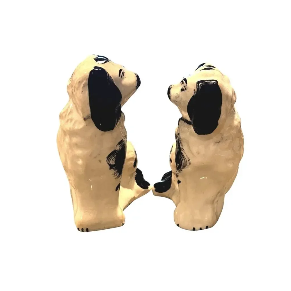 Possible Antique Victorian Staffordshire Spaniel Mantel Dogs Pair 6